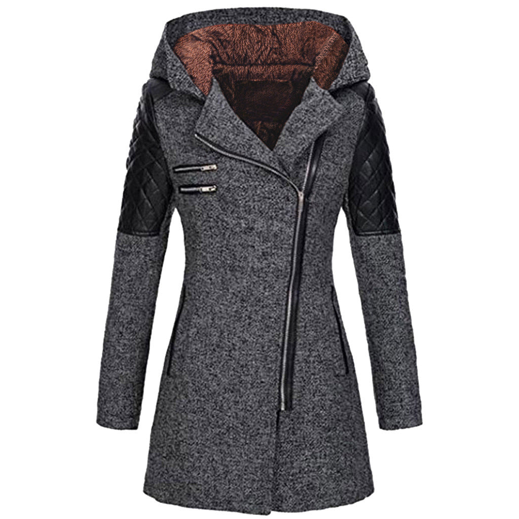 CARINA - WINTERJACKE MIT LEDERDETAILS UND KAPUZE