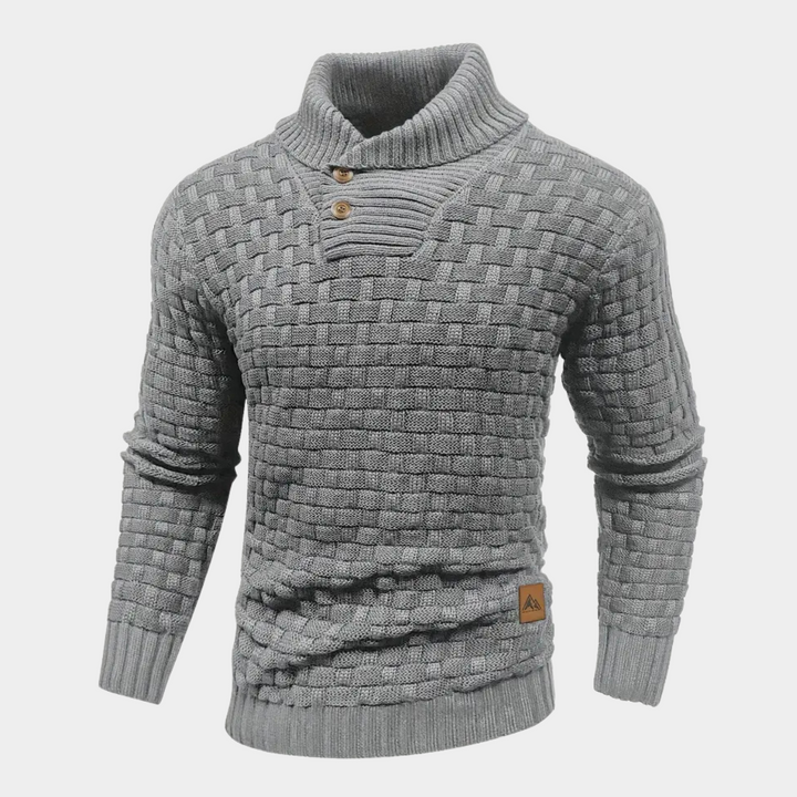 MARKUS - STRUKTURIERTER STRICKPULLOVER MIT KRAGEN