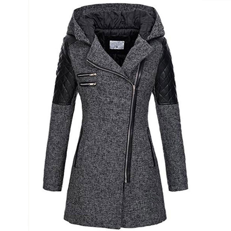 CARINA - WINTERJACKE MIT LEDERDETAILS UND KAPUZE